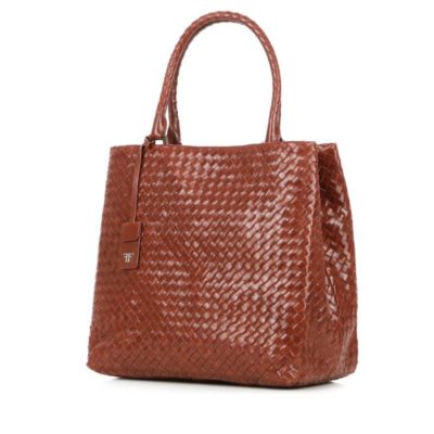 Farrutx Nilda Brown Weave Leather Shopper1